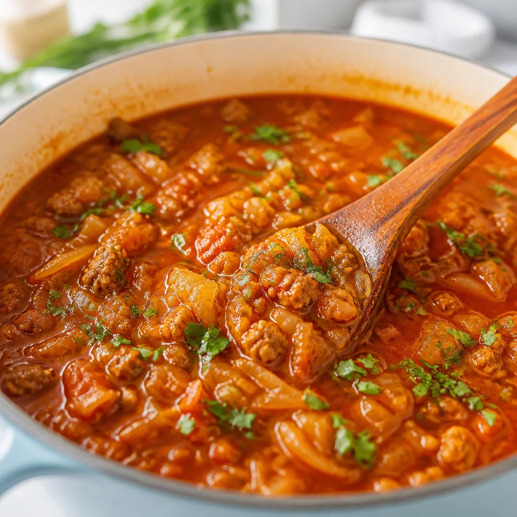 Bowl of Easy Low Carb Cabbage Soup for Weight Loss with fresh vegetables