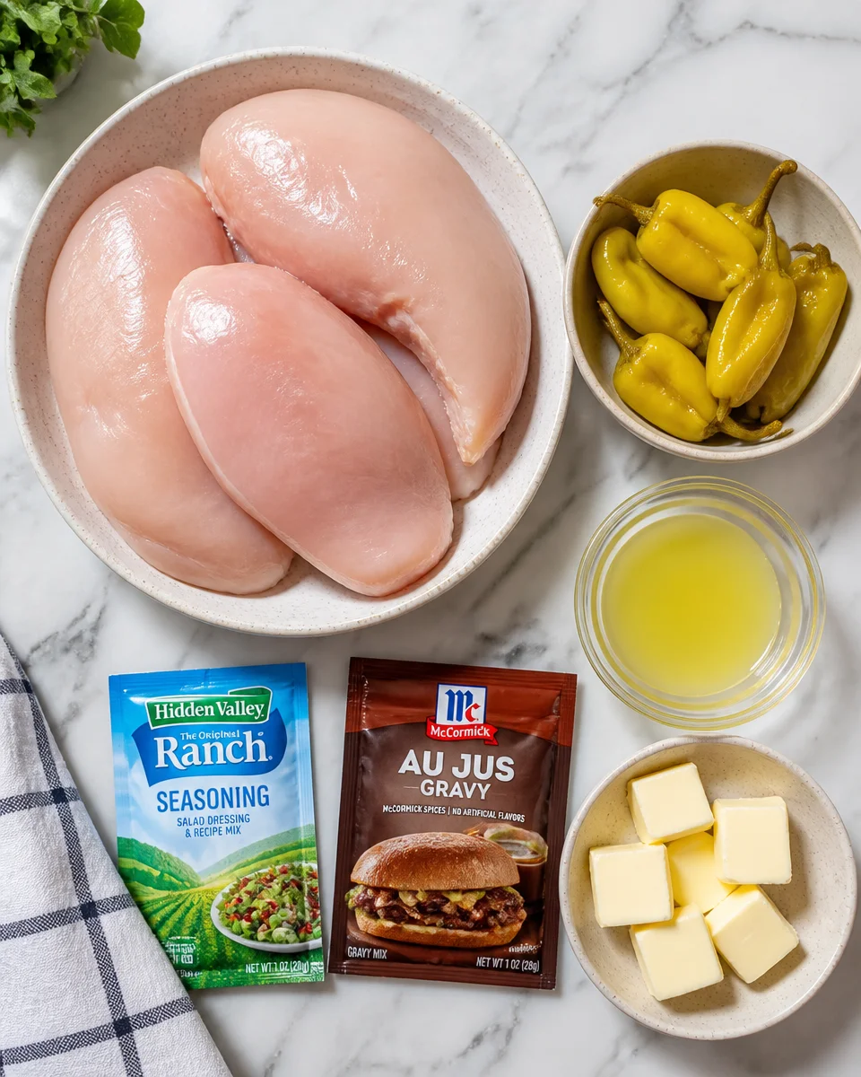 Easy Mississippi Chicken — Slow Cooker Pepperoncini