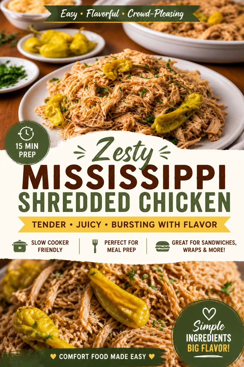 Easy Mississippi Chicken — Slow Cooker Pepperoncini