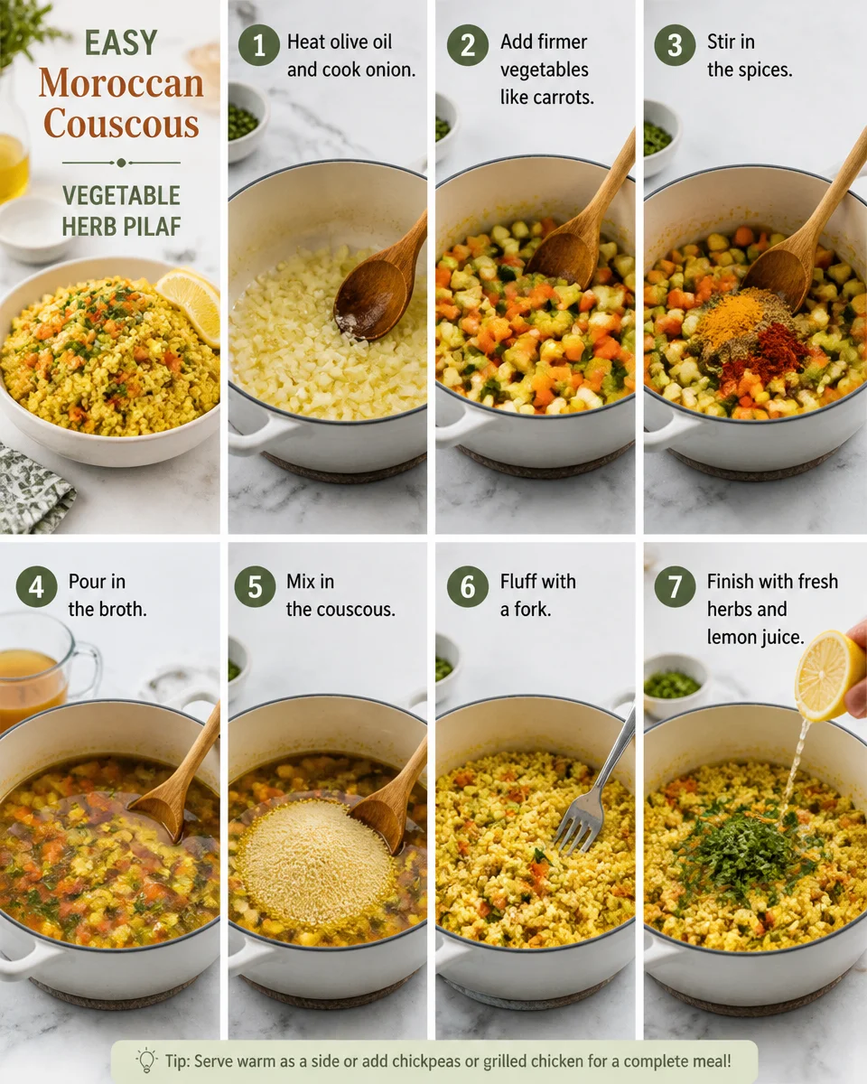 Easy Moroccan Couscous — Vegetable Herb Pilaf