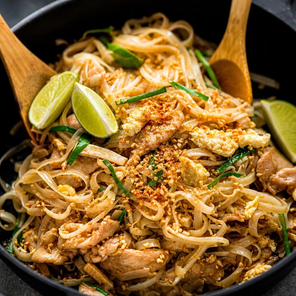 Easy Pad Thai - Authentic Rice Noodle Stir Fry with fresh ingredients and delicious sauce.