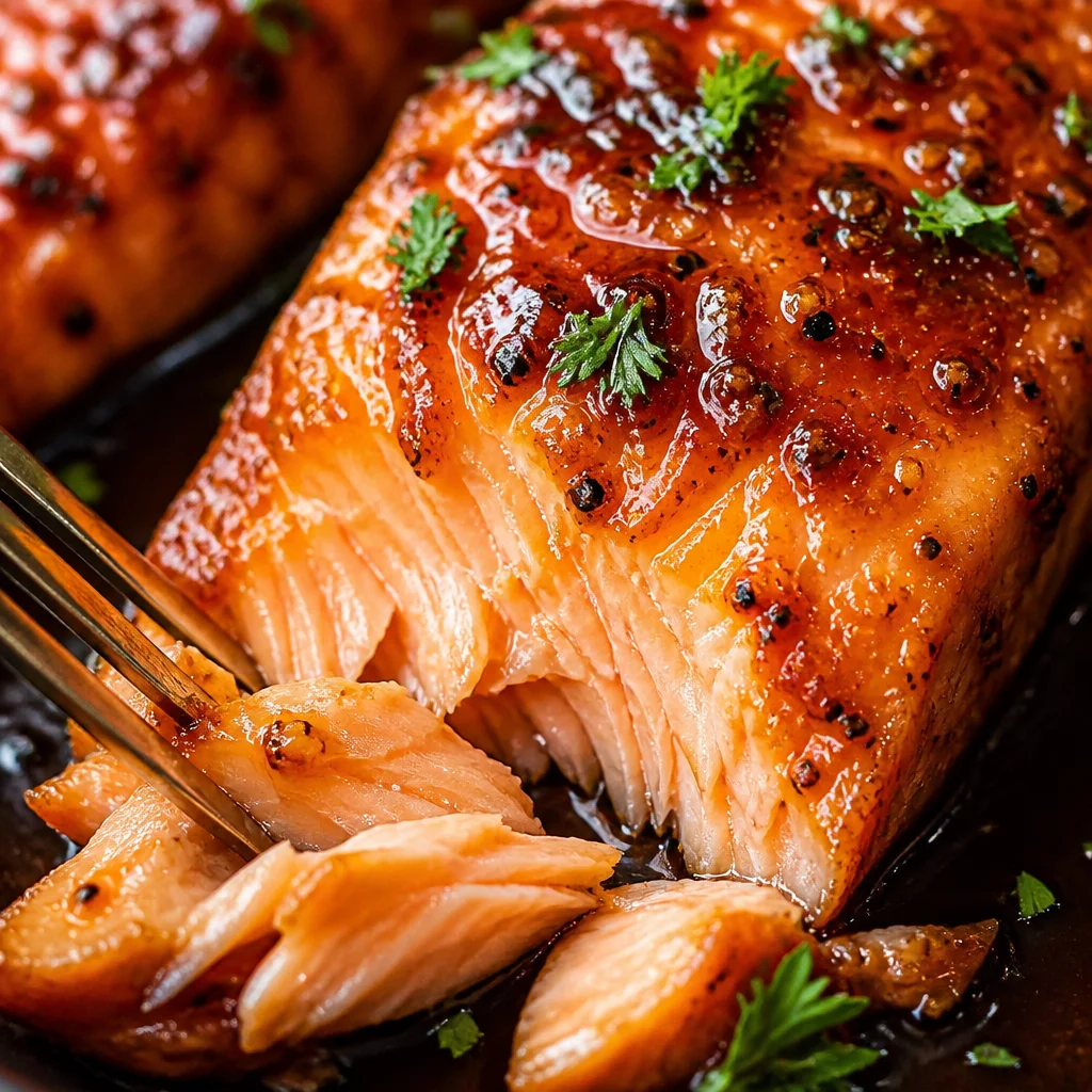 Easy Pan Seared Salmon with Honey Soy Glaze served on a plate