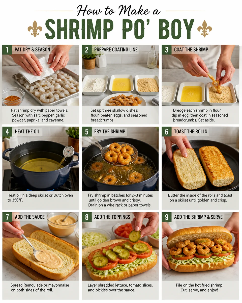 Easy Po Boy Sandwich — New Orleans Fried Shrimp
