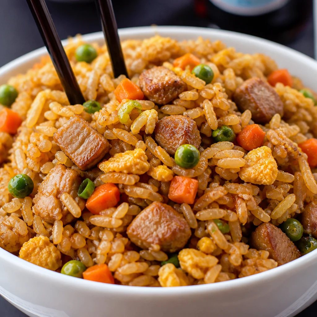 Delicious and quick Easy Pork Fried Rice better than takeout, ready in 20 minutes.