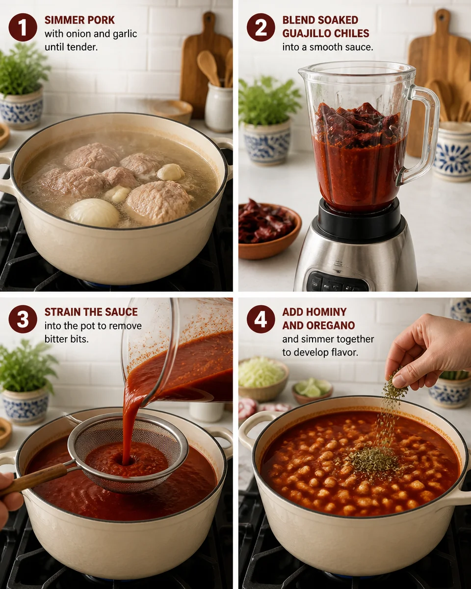 Easy Pozole Rojo — Mexican Pork Hominy Soup