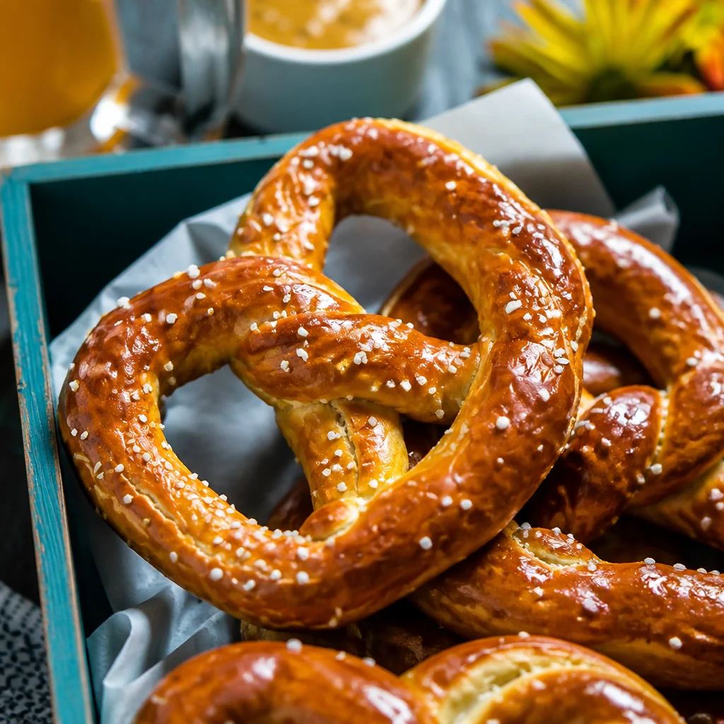 Homemade Easy Pretzel Bread — Soft Bavarian Style with golden crust and salt topping.