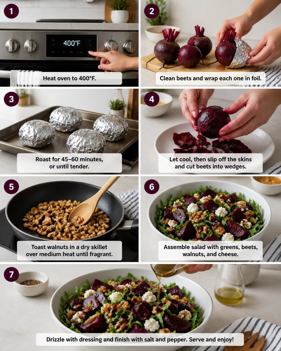 Easy Roasted Beet Salad — Goat Cheese Walnut