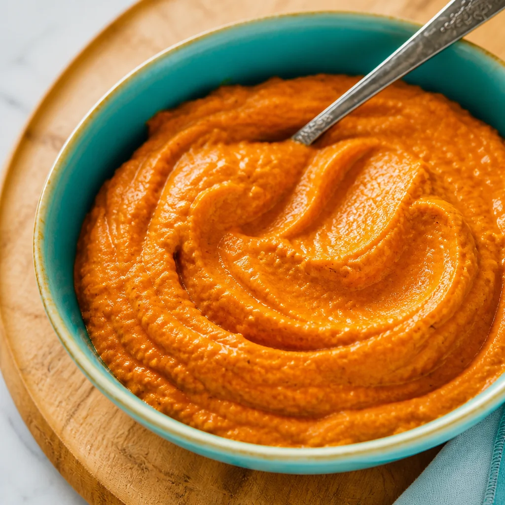 Easy Romesco Sauce made with roasted red peppers, almonds, and spices.