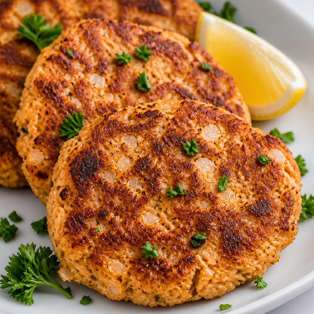 Golden crispy Easy Salmon Patties served on a plate, showcasing Southern cooking.