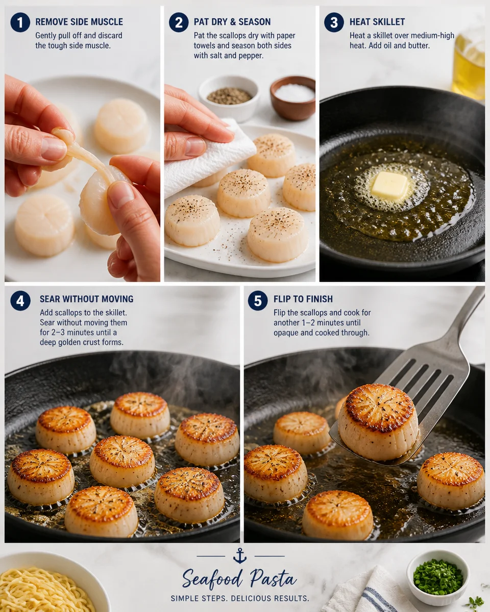 Easy Seafood Pasta — Shrimp Scallop Garlic Butter