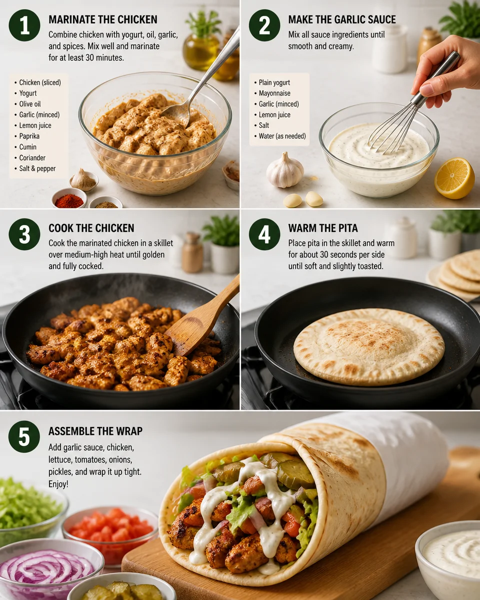 Easy Shawarma Wrap — Chicken Garlic Sauce