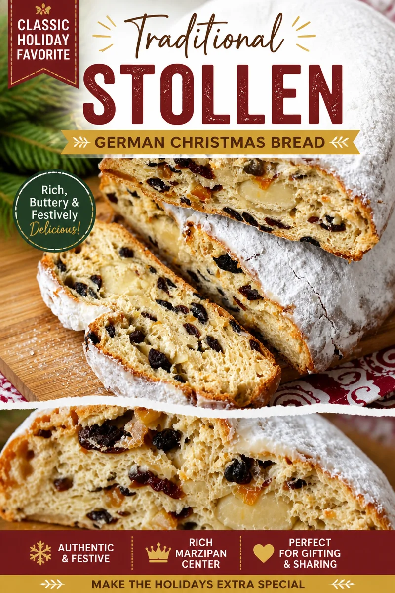 Easy Stollen Bread — German Christmas Fruit Loaf