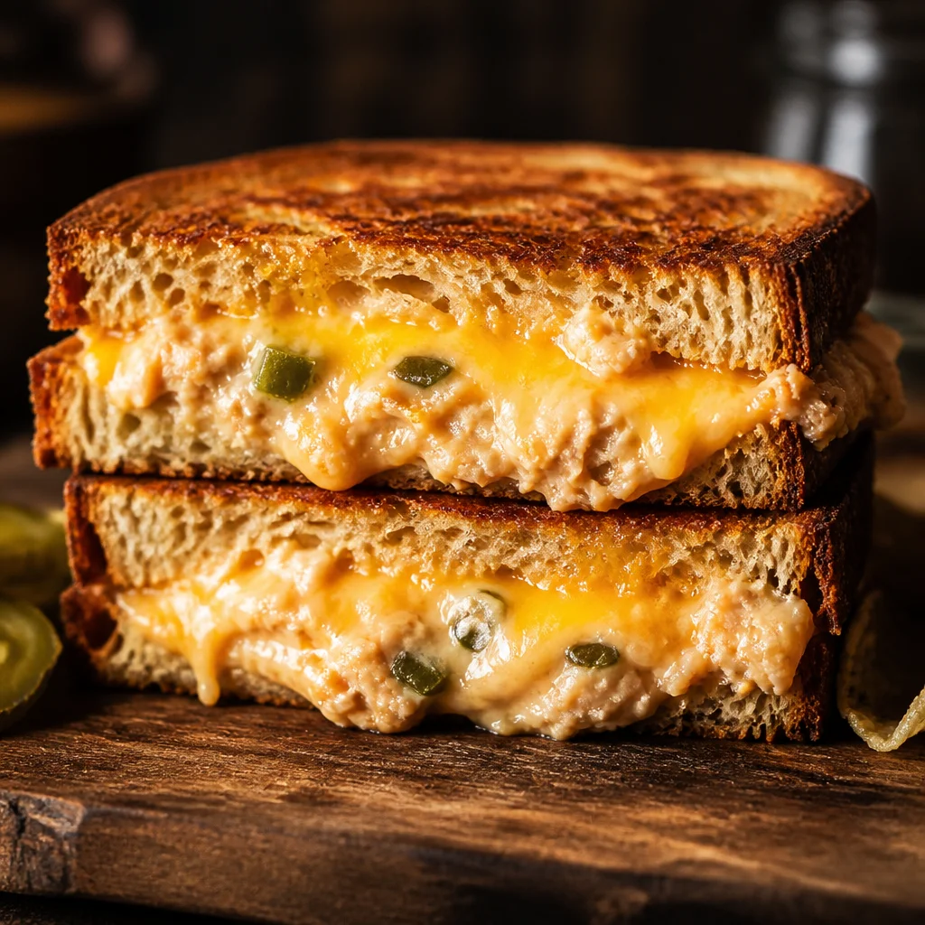 Delicious Easy Tuna Melt Sandwich served hot with melted cheese and crispy bread.