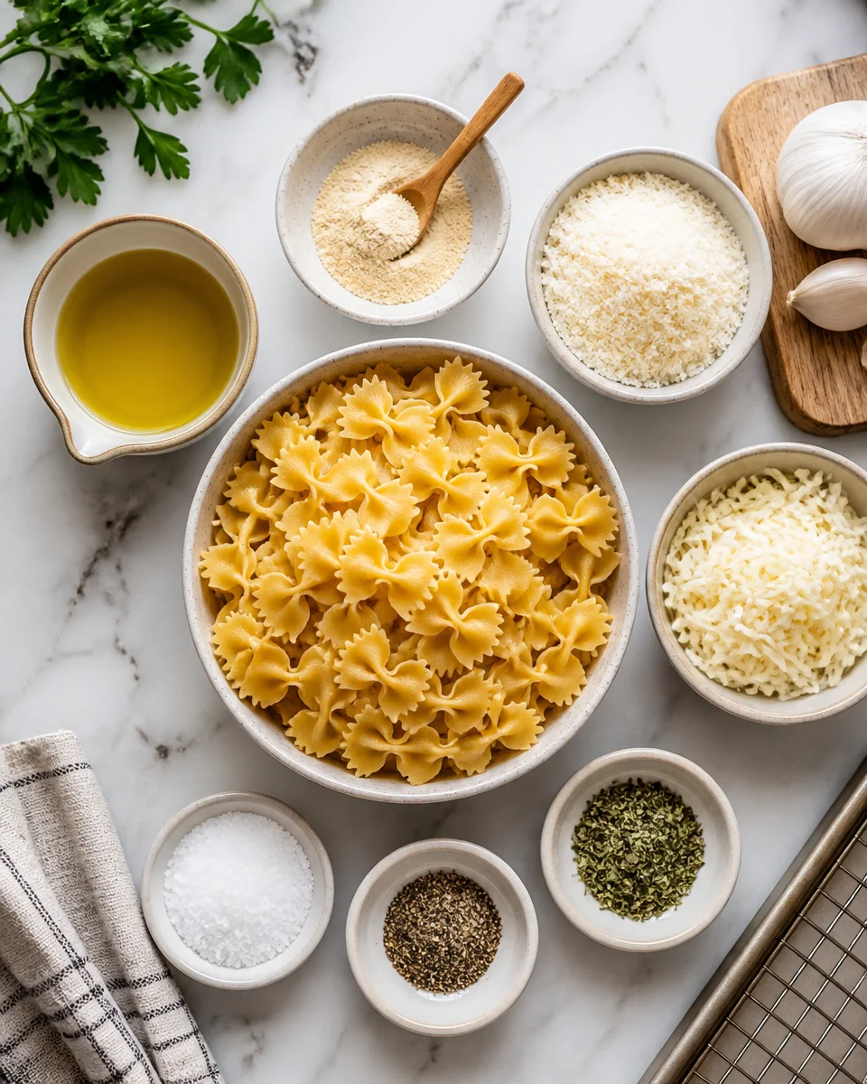 Cheesy Garlic Pasta Chips
