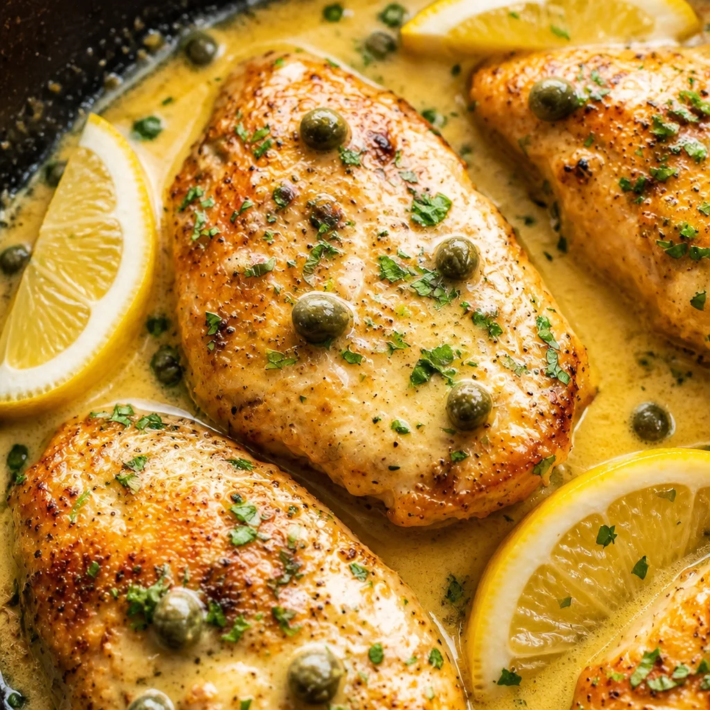 Delicious Chicken Piccata with Lemon Caper Sauce served elegantly on a plate.