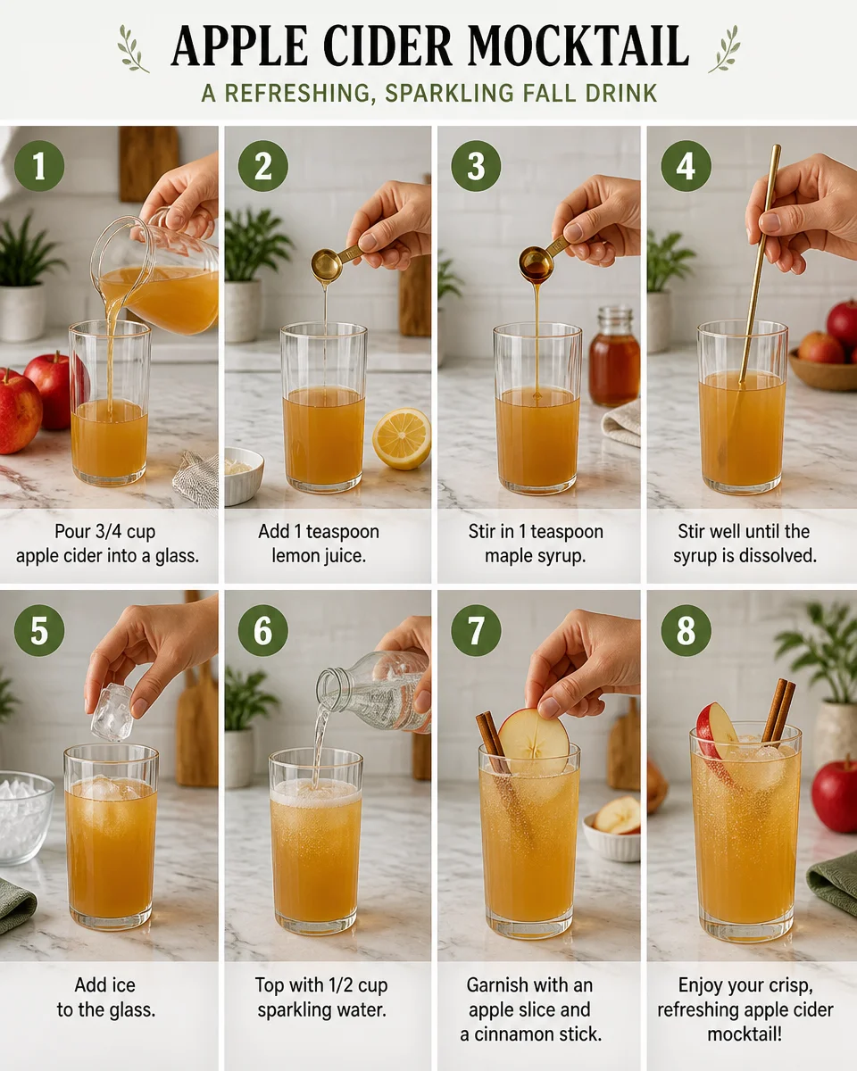 Easy Apple Cider Mocktail — Fall Sparkling