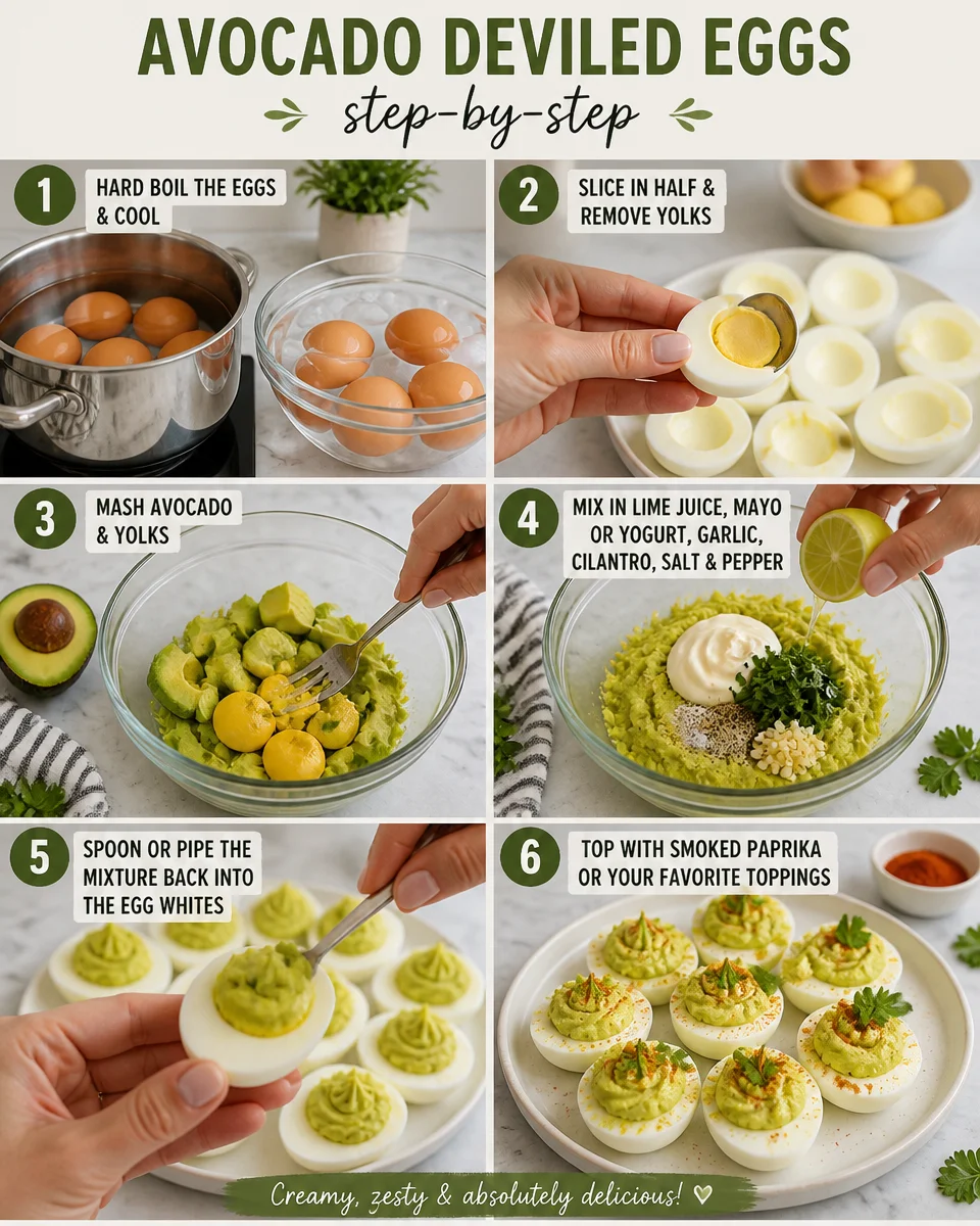 Easy Avocado Deviled Eggs — Guacamole Style