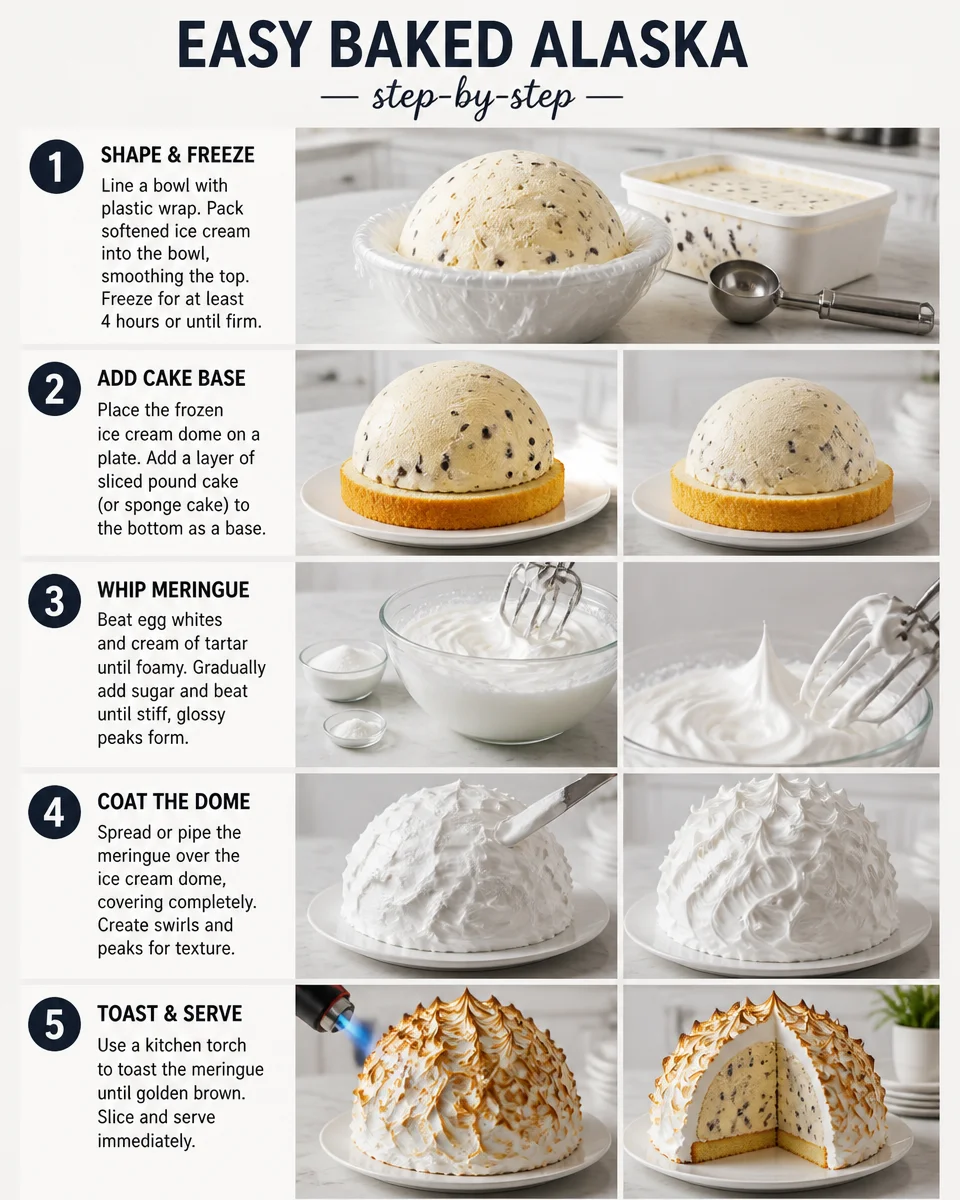 Easy Baked Alaska — Dome Ice Cream Meringue