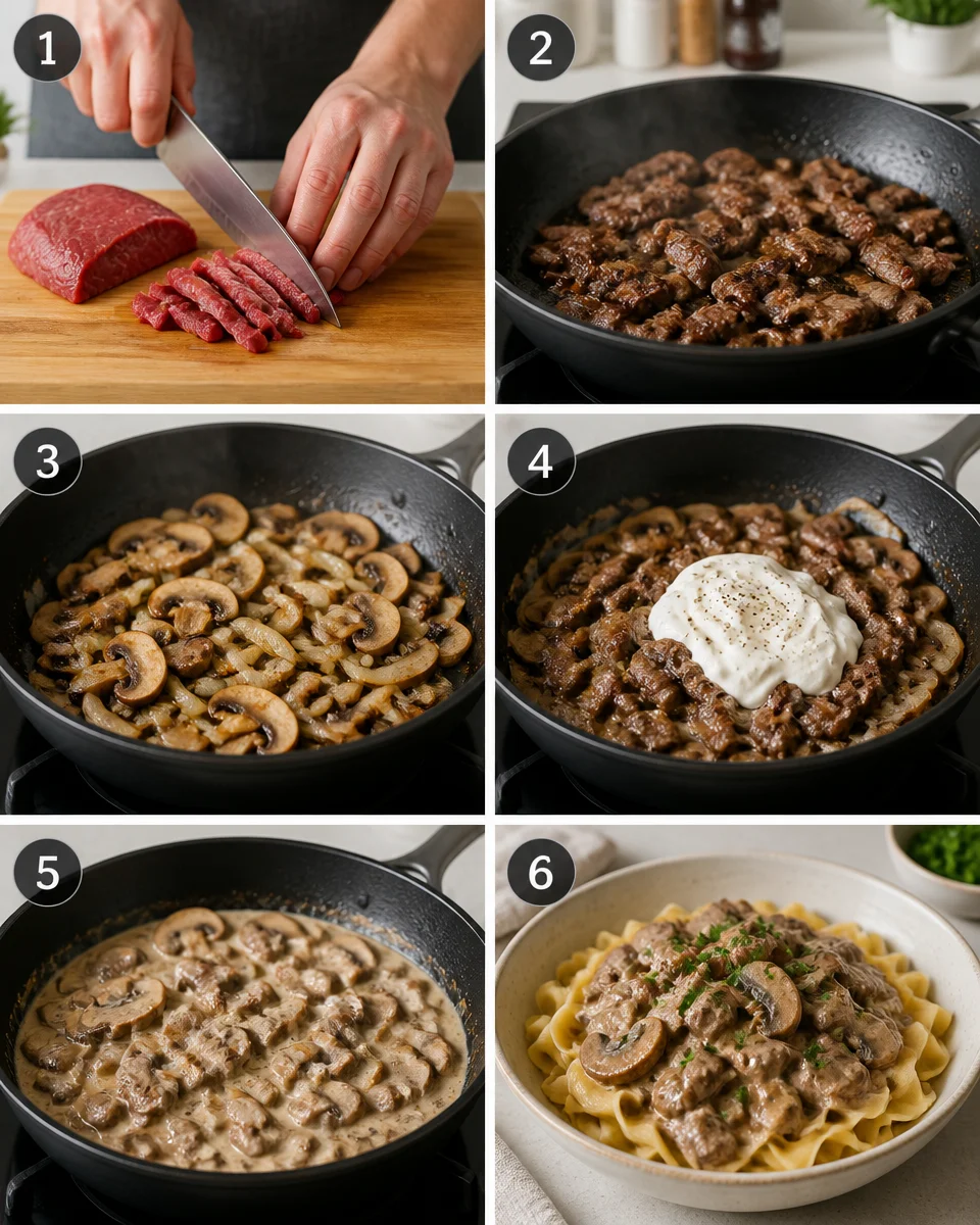Easy Beef Stroganoff — Creamy Mushroom Noodles