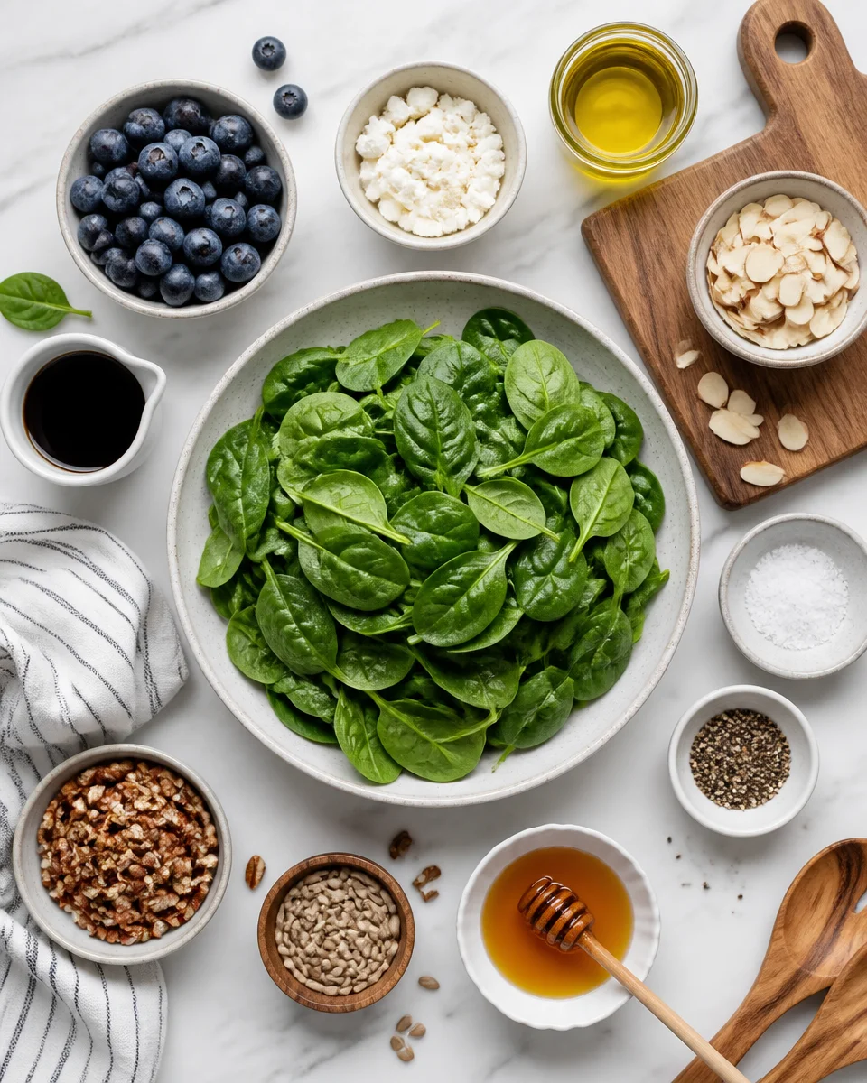 Easy Blueberry Spinach Salad — Balsamic Feta