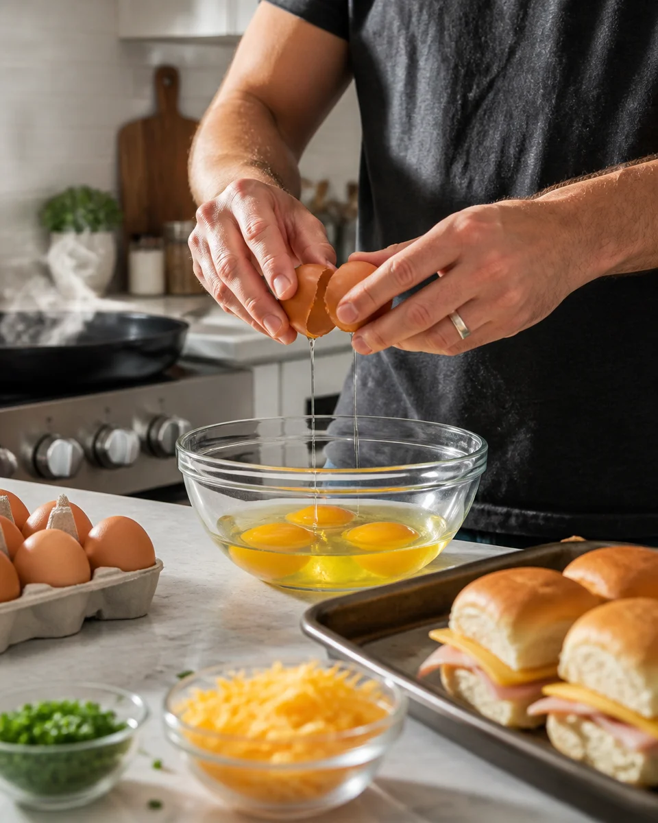 Easy Breakfast Sliders — Egg Cheese Sausage Mini