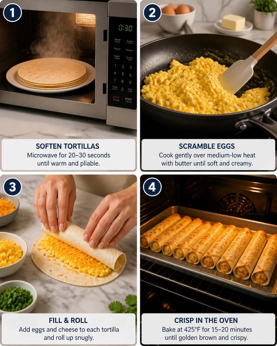 Easy Breakfast Taquitos — Egg Cheese Rolled