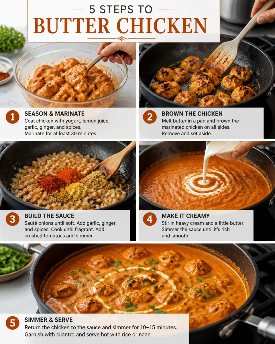 Easy Butter Chicken — Creamy Tomato Sauce