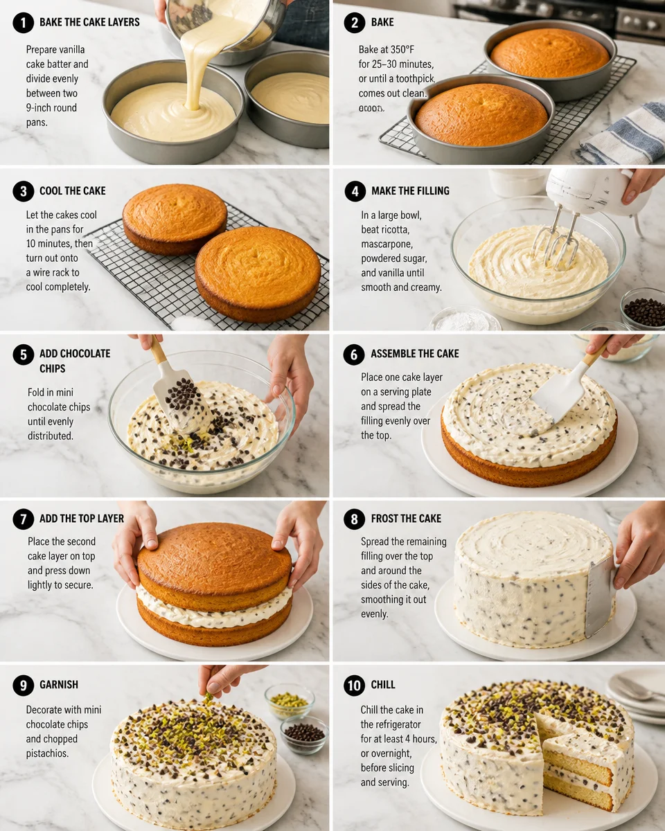 Easy Cannoli Cake — Italian Cream Filling Layers
