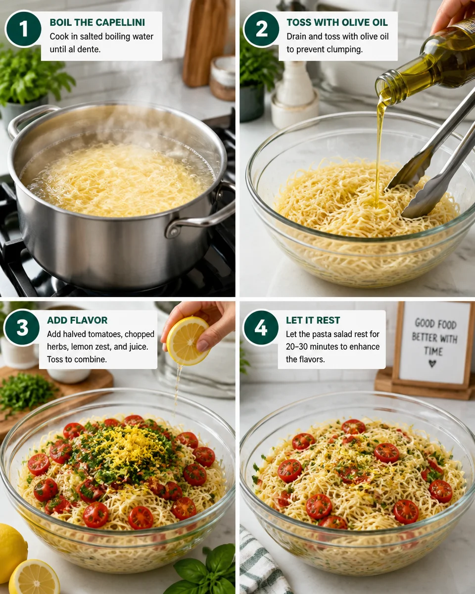 Easy Capellini Pasta Salad — Light Herb