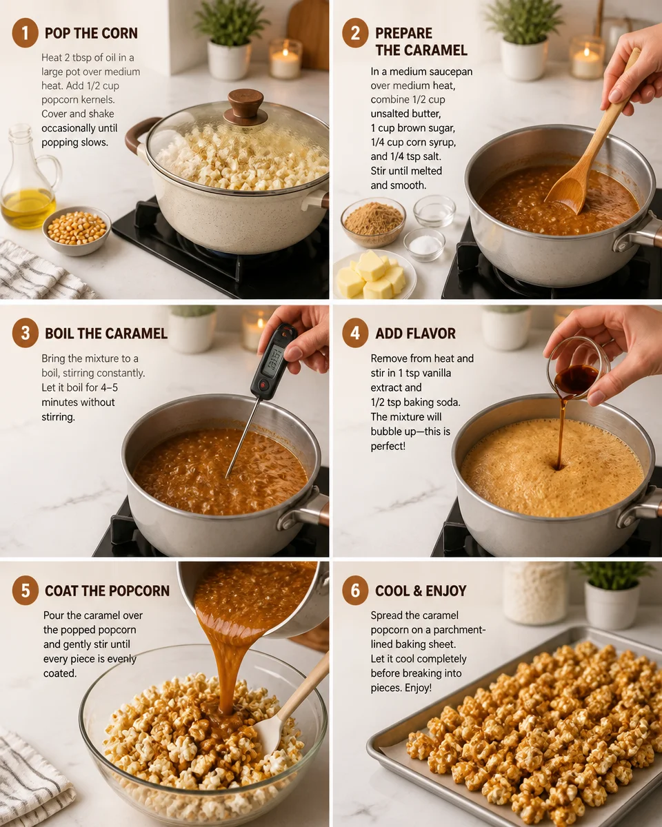Easy Caramel Popcorn — Homemade Crunchy