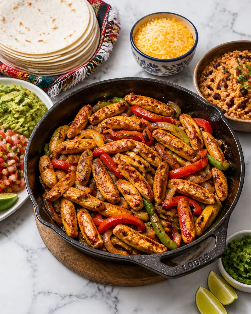 Easy Chicken Fajitas — Sizzling Pepper Onion Skillet