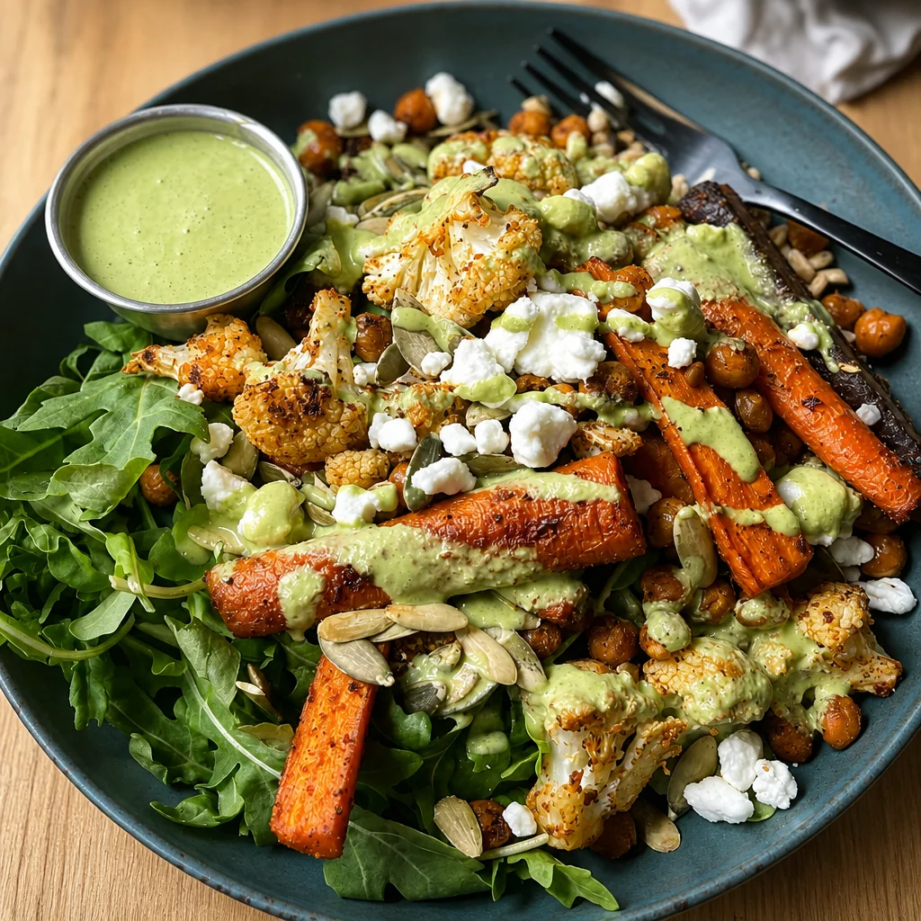 Easy Chicken Grain Bowl with Farro and Roasted Vegetables.