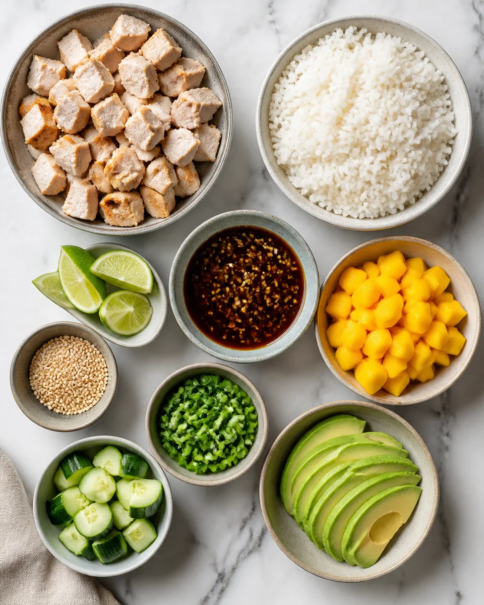 Easy Chicken Poke Bowl — Mango Avocado