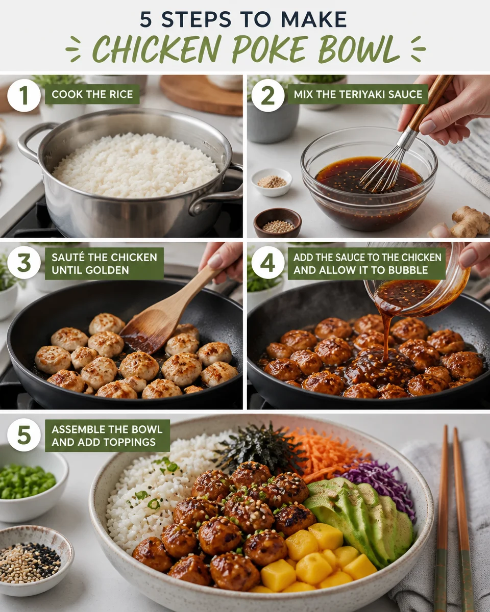 Easy Chicken Poke Bowl — Mango Avocado