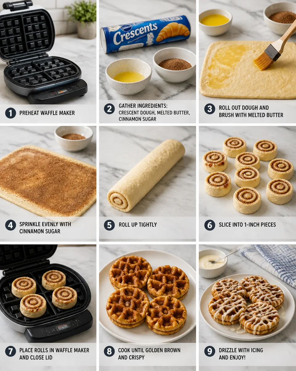 Easy Cinnamon Roll Waffles — Crescent Dough