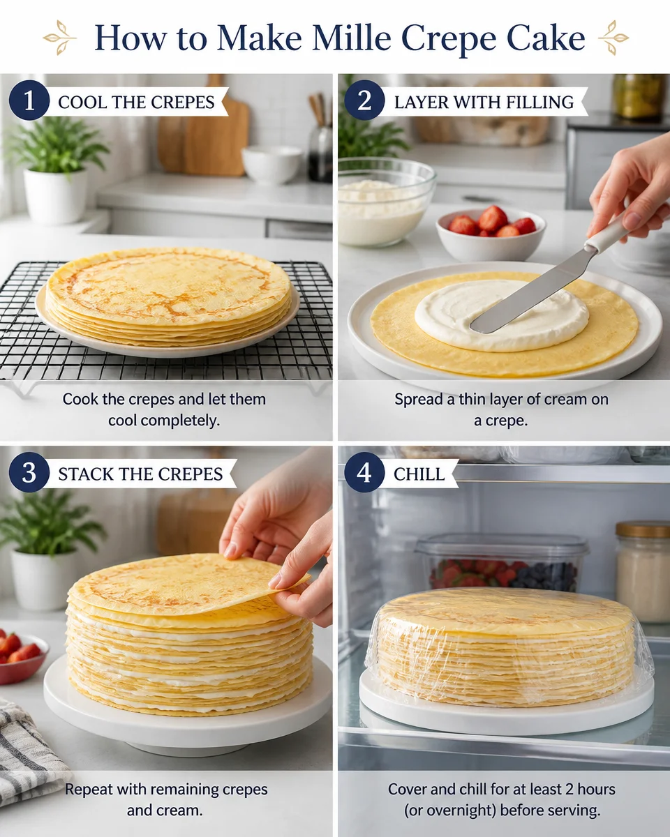 Easy Crepe Cake — Stacked French Mille Crepe