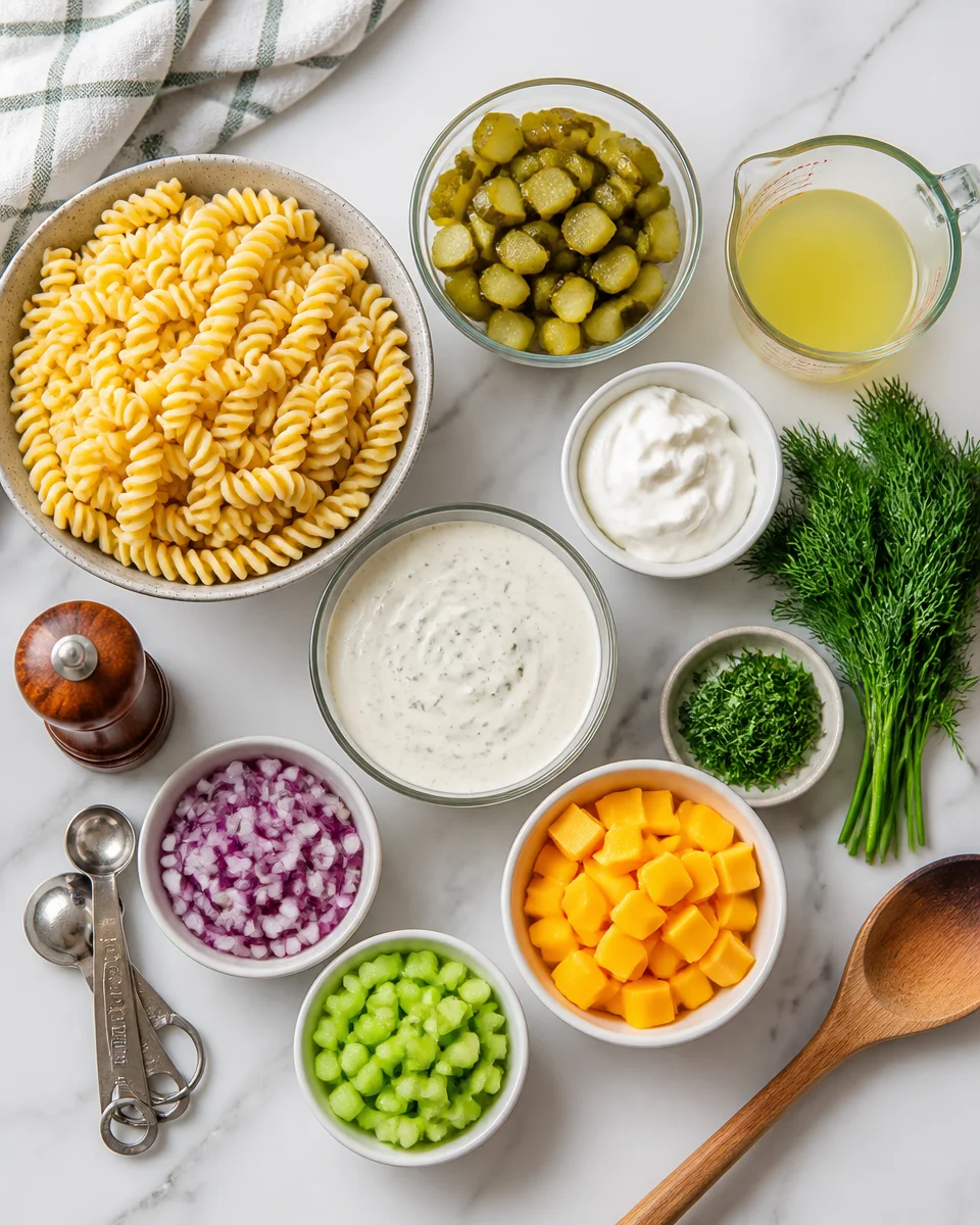 Easy Dill Pickle Pasta Salad — Tangy Ranch