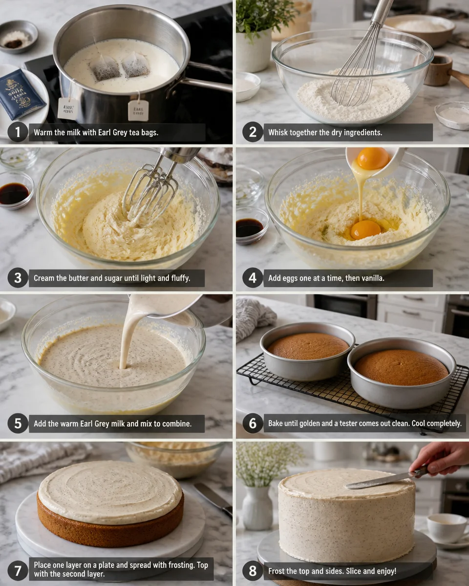 Easy Earl Grey Cake — Lavender Honey Frosting