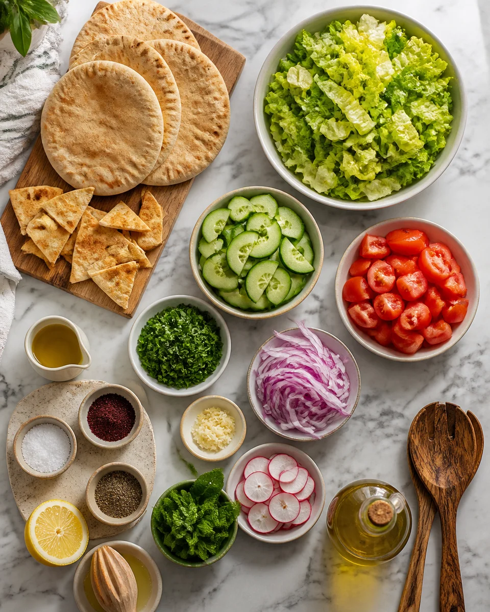 Easy Fattoush Salad — Lebanese Crispy Pita