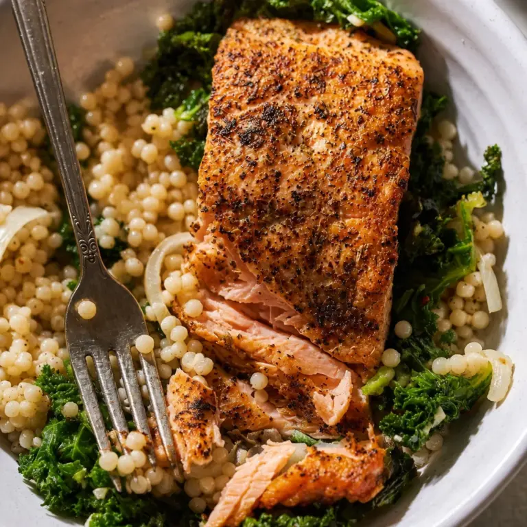 Healthy Easy Grain Bowl with Salmon and fresh vegetables, perfect for lunch.