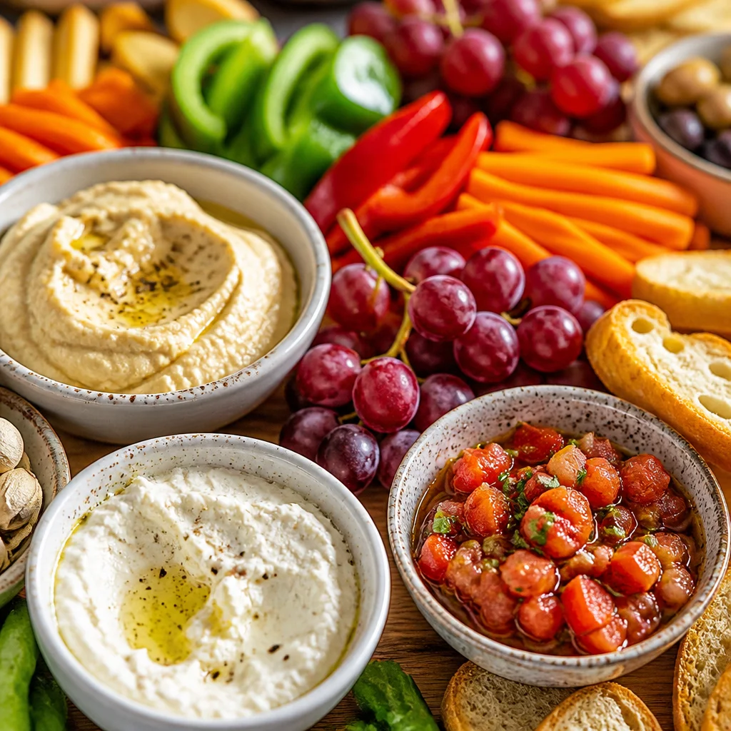 Easy Grazing Board holiday party spread with cheese, fruits, and snacks.