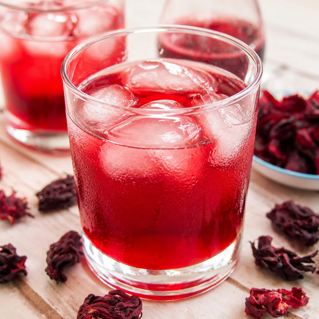 Refreshing Easy Hibiscus Cooler - Agua de Jamaica with lime and coconut water