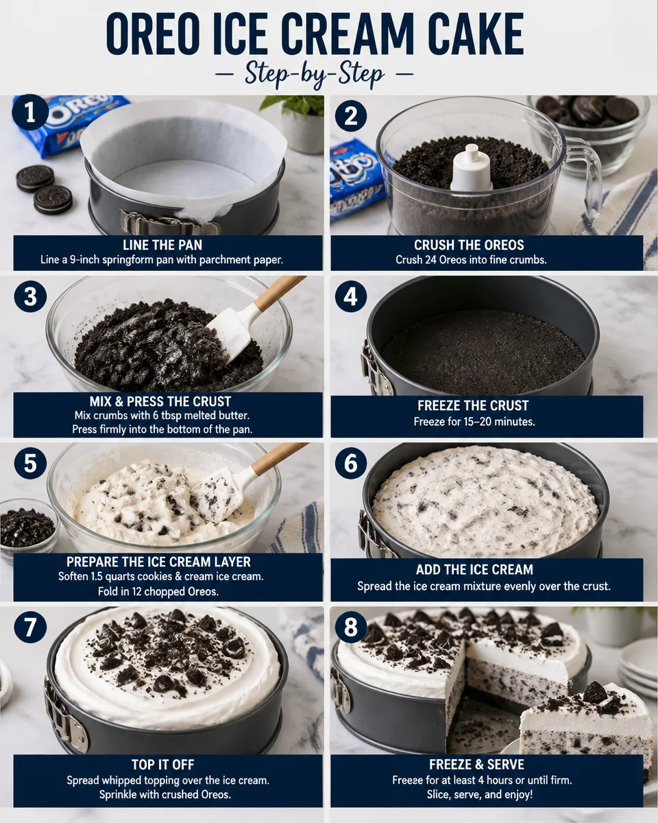 Easy Ice Cream Cake Homemade — Oreo Layer