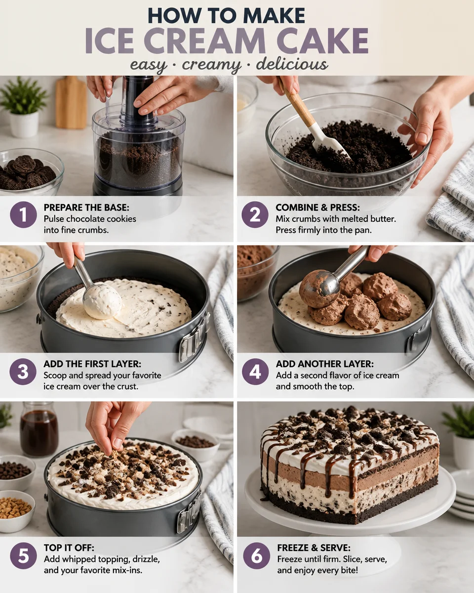 Easy Ice Cream Cake — No Bake Layered Dessert