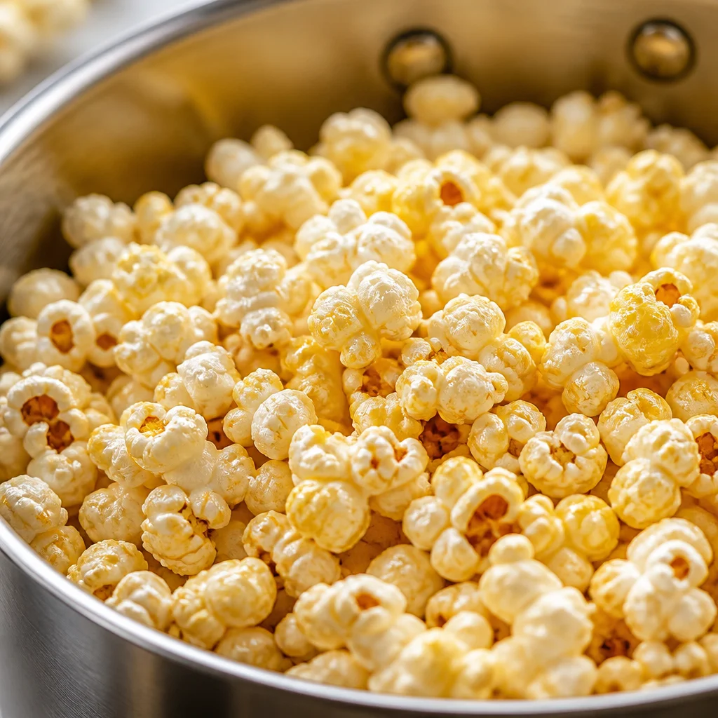 Delicious homemade Easy Kettle Corn prepared on the stovetop with minimal ingredients.