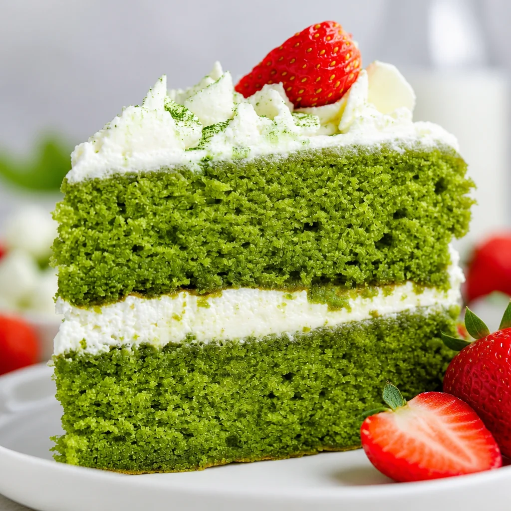 Easy Matcha Green Tea Cake - Japanese inspired dessert with fluffy texture
