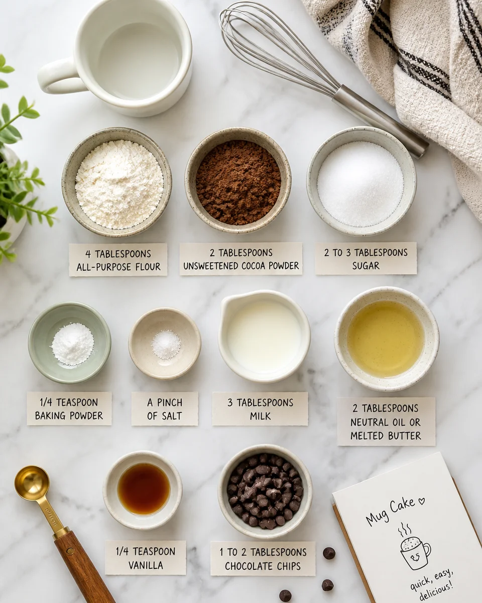 Easy Mug Cake — 5 Minute Microwave Chocolate