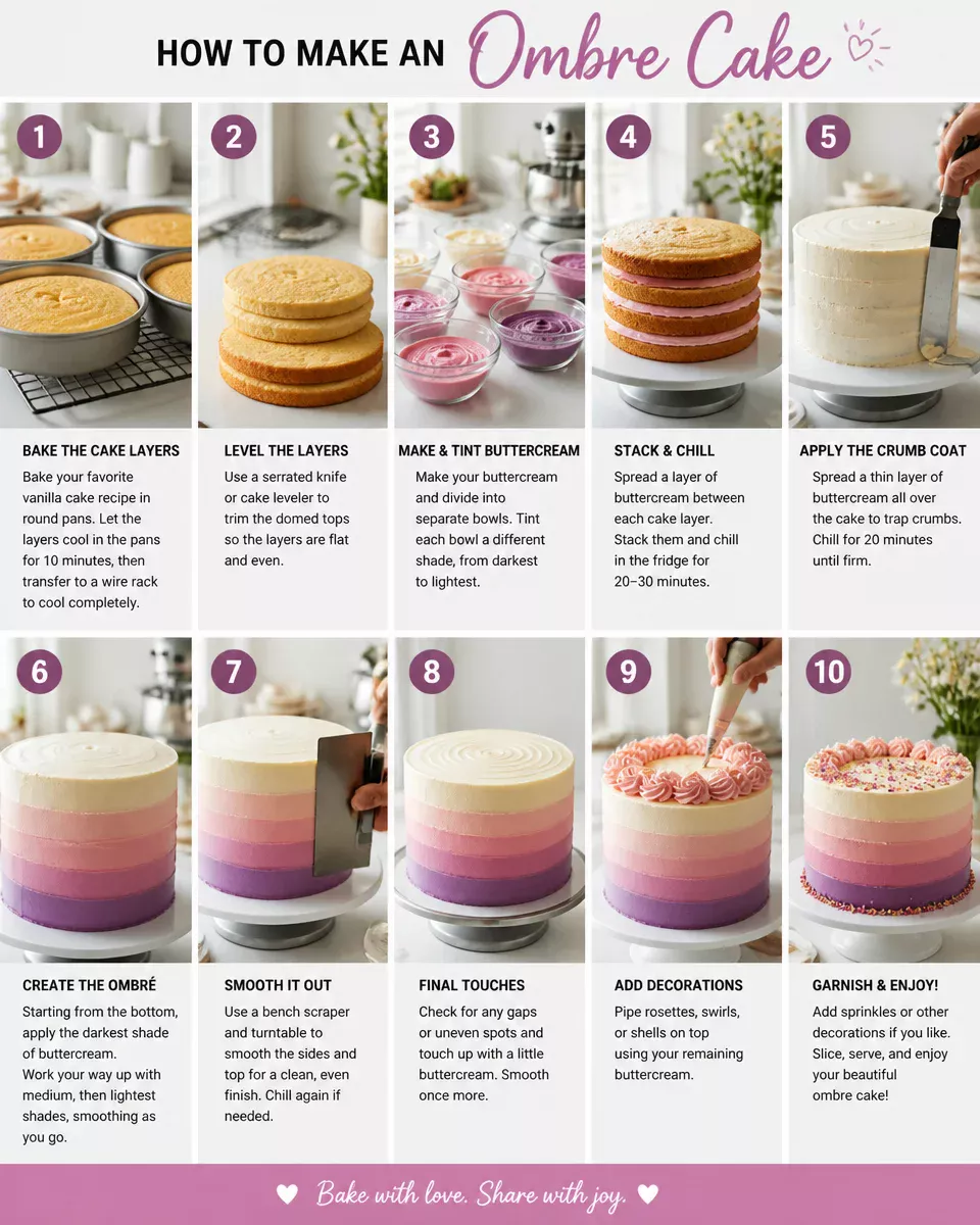 Easy Ombre Cake — Gradient Blue to Pink