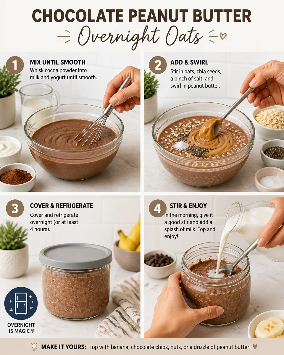 Easy Overnight Oats Chocolate — Peanut Butter