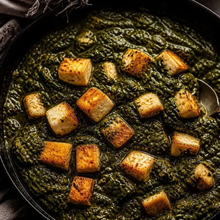 Delicious easy Palak Paneer - Indian spinach cheese curry with rich flavors.